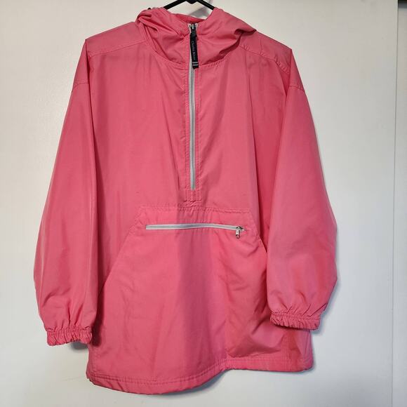 Charles River Pack-N-Go Pullover Hooded Windbreaker Rain Jacket Pink Womens XS - Picture 1 of 6